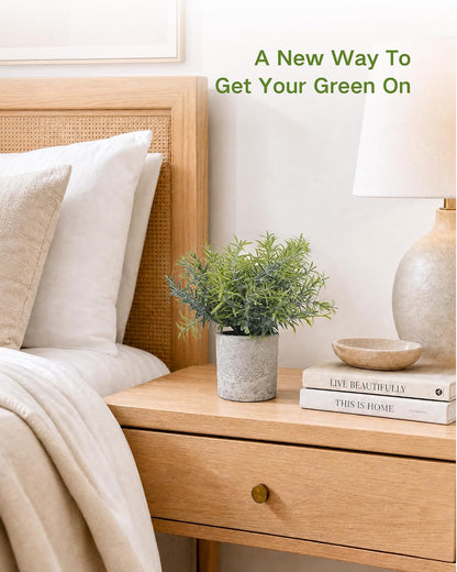 2 Pcs Small Fake Plants Eucalyptus, Artificial Plants Indoor for Shelf, Potted Eucalyptus Plants for Home/Bathroom/Pottery Barn/Desk/Farmhouse/Coffee Table Decor (Sage Green)