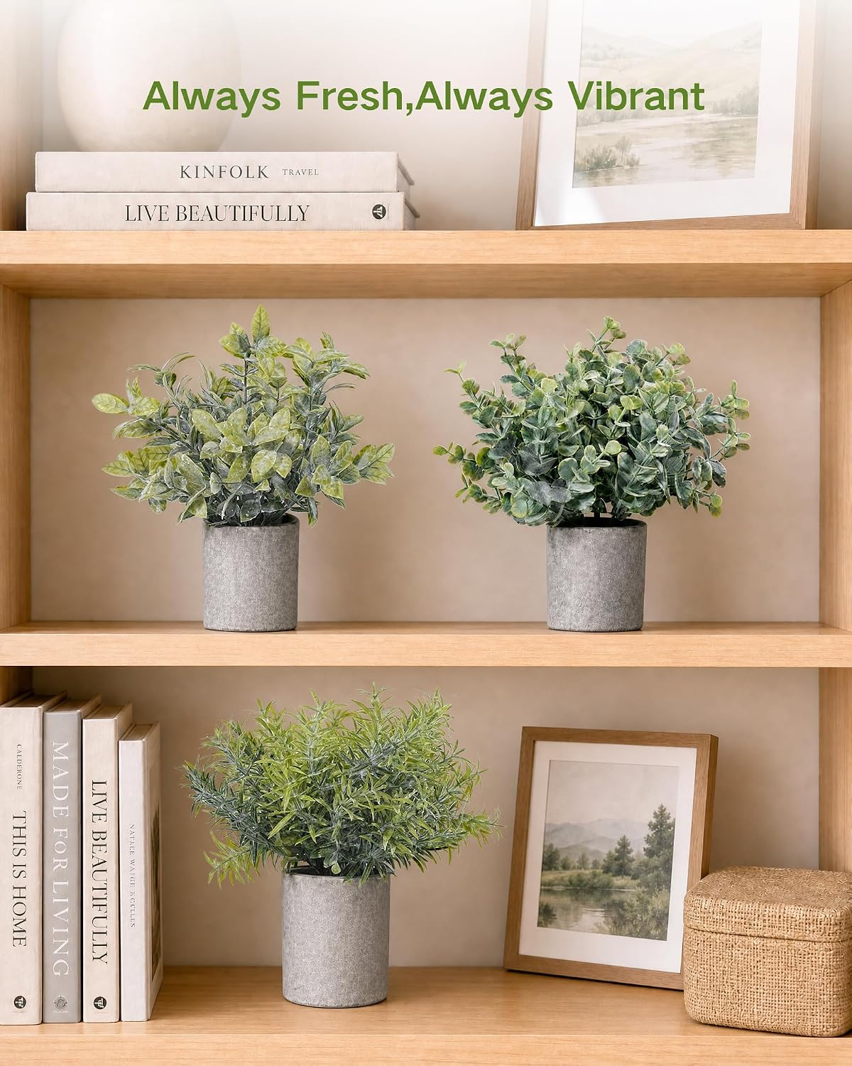 2 Pcs Small Fake Plants Eucalyptus, Artificial Plants Indoor for Shelf, Potted Eucalyptus Plants for Home/Bathroom/Pottery Barn/Desk/Farmhouse/Coffee Table Decor (Sage Green)