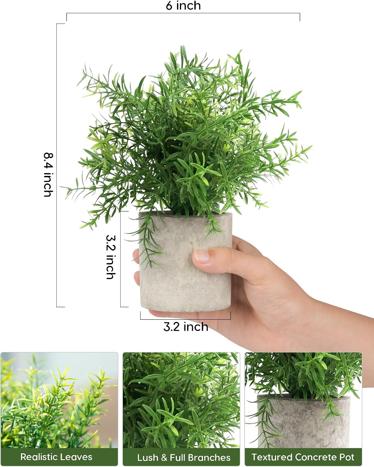2 Pcs Small Fake Plants Eucalyptus, Artificial Plants Indoor for Shelf, Potted Eucalyptus Plants for Home/Bathroom/Pottery Barn/Desk/Farmhouse/Coffee Table Decor (Sage Green)