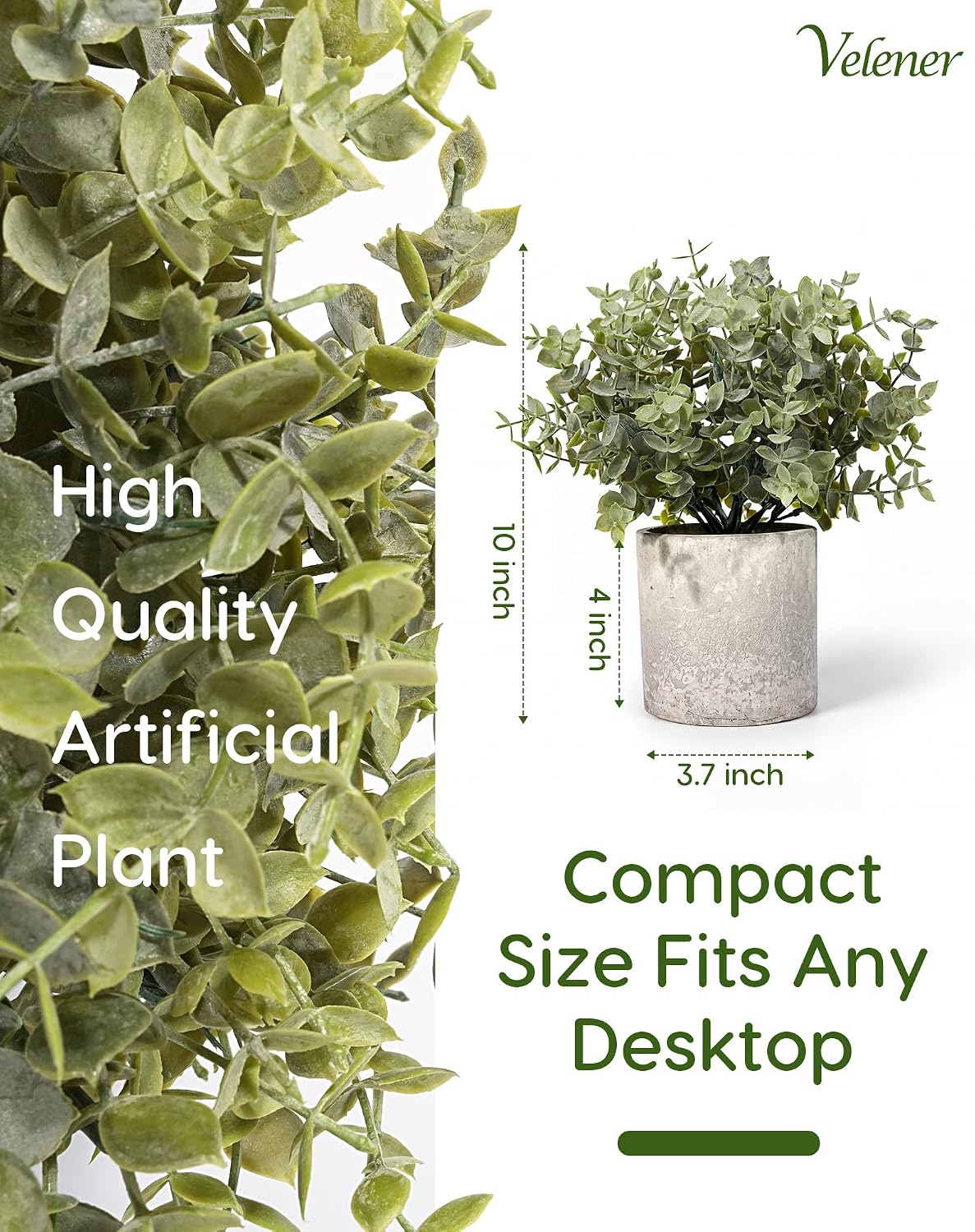 2 Pcs Small Fake Plants Eucalyptus, Artificial Plants Indoor for Shelf, Potted Eucalyptus Plants for Home/Bathroom/Pottery Barn/Desk/Farmhouse/Coffee Table Decor (Sage Green)