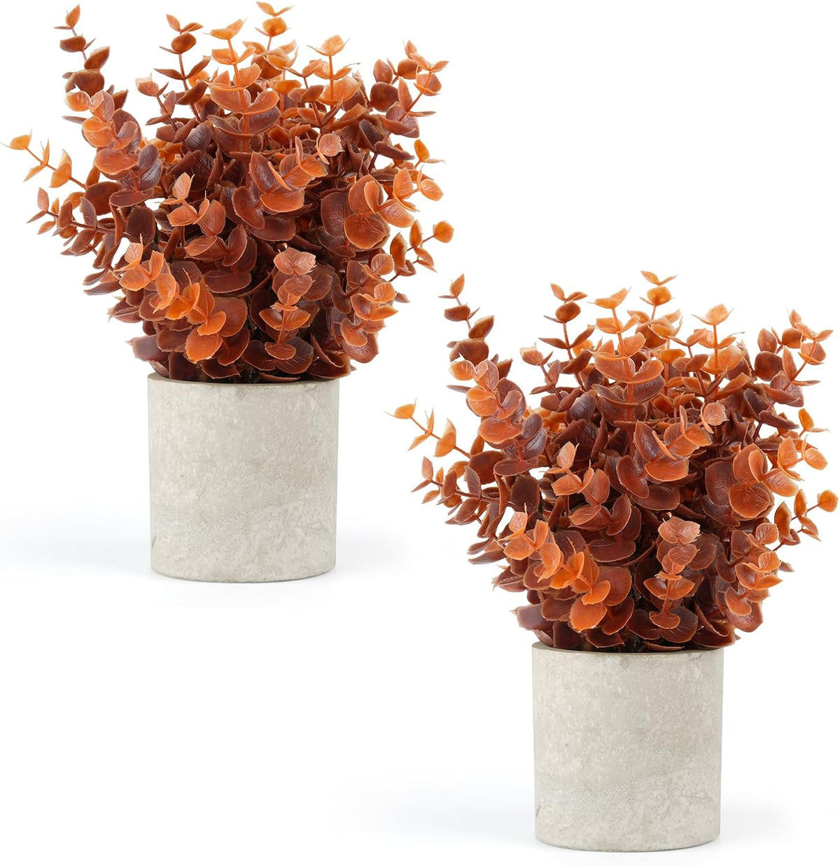 2 Pcs Small Fake Plants Eucalyptus, Artificial Plants Indoor for Shelf, Potted Eucalyptus Plants for Home/Bathroom/Pottery Barn/Desk/Farmhouse/Coffee Table Decor (Sage Green)