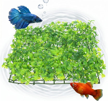Artificial Aquarium Grass Mat Realistic Plastic Aquarium Plants for Fish Tank Underwater Lawn Decor for Fresh and Salt Water Easy to Clean 9.05 X 9.05 X 1.57 in