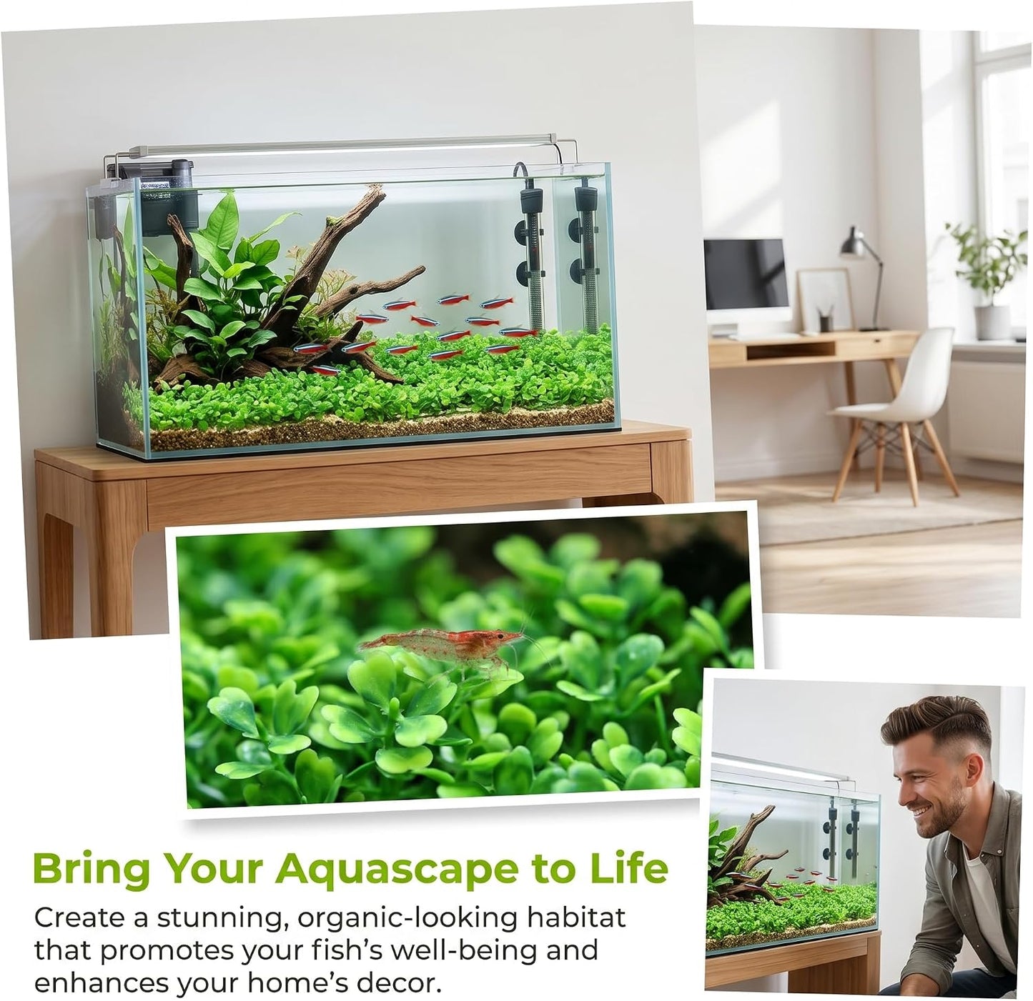 Artificial Aquarium Grass Mat Realistic Plastic Aquarium Plants for Fish Tank Underwater Lawn Decor for Fresh and Salt Water Easy to Clean 9.05 X 9.05 X 1.57 in