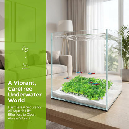 Artificial Aquarium Grass Mat Realistic Plastic Aquarium Plants for Fish Tank Underwater Lawn Decor for Fresh and Salt Water Easy to Clean 9.05 X 9.05 X 1.57 in