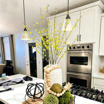 2 Pcs Yellow Flowers Silk Artificial Forsythia Branches Wildflower Stems