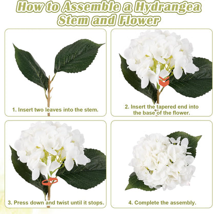 6 Pack Hydrangea Artificial Flowers - 18 Inch Artificial Silk Hydrangea with Stems Bouquets Arrangement for Office Home Party Wedding Centerpiece DIY Floral Decor