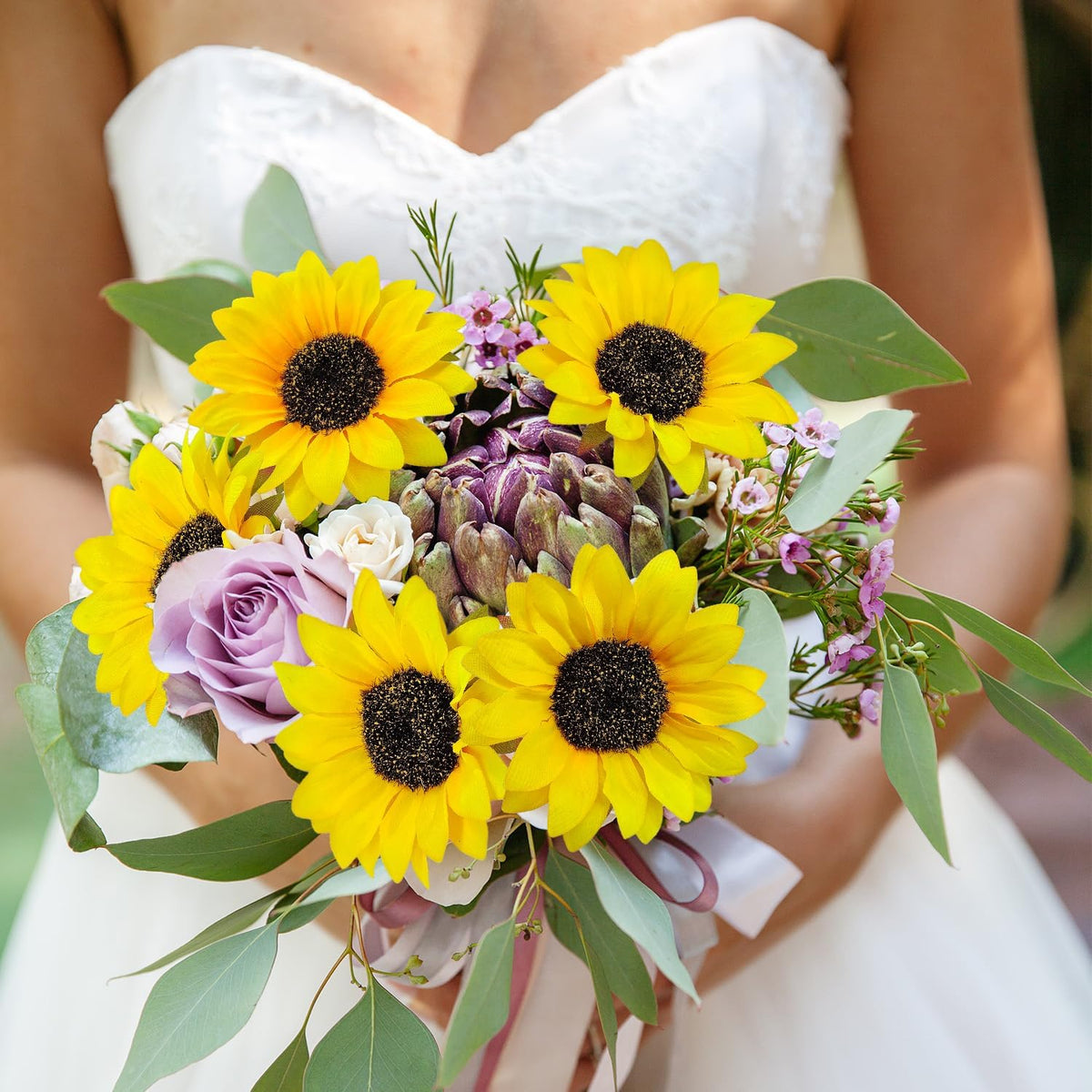 20 PCS Fake Silk Sunflowers Artificial Flower with Stems for Home Wedding Party Centerpieces Decoration Bridal Bouquets Tables Floral Arrangements Wreath DIY Art Crafts Decor