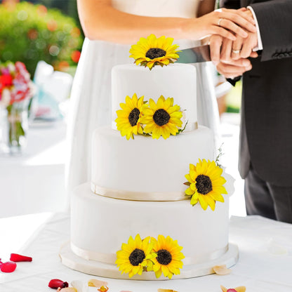 20 PCS Fake Silk Sunflowers Artificial Flower with Stems for Home Wedding Party Centerpieces Decoration Bridal Bouquets Tables Floral Arrangements Wreath DIY Art Crafts Decor