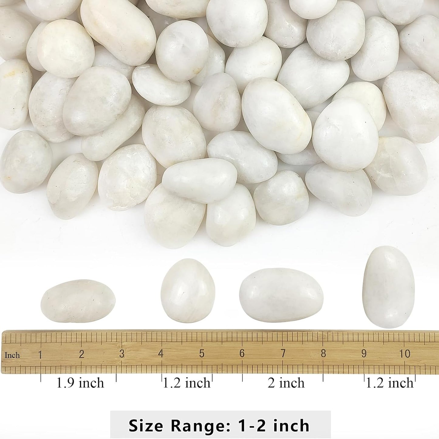 YISZM 5lbs White River Rocks, 1-2 Inch Natural Pebbles for Indoor Plants, High Polished Decorative Stones Vase Filler Fish Tank Aquariums Landscaping Garden Outdoor and Indoor DIY