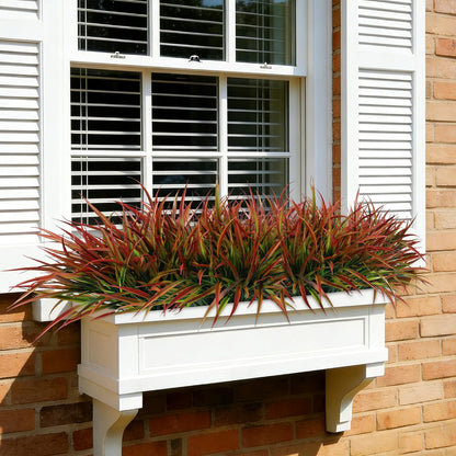 12Pcs Fake Plants Outdoor Artificial Plastic Grass Spring Decoration UV Resistant Faux Greenery Stems Bushes Outside Fake Plants for Planters Patio Porch Window Box Pathway Garden Home Decor