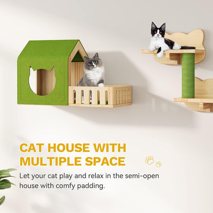 37in Tall Cactus Cat Tree Tower with Self-Grooming Brush, Cute Cat Climbing Tower for Indoor Cats with Cat Condo, Plush Platform, Hammock, Sisal Scratching Posts, Dangling Ball