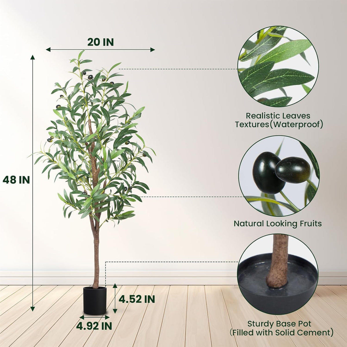 Artificial Olive Tree,4FT Faux Olive Tree for Home Office Decor