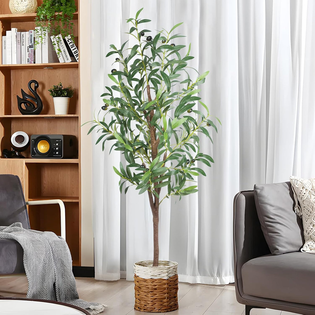 Artificial Olive Tree,4FT Faux Olive Tree for Home Office Decor