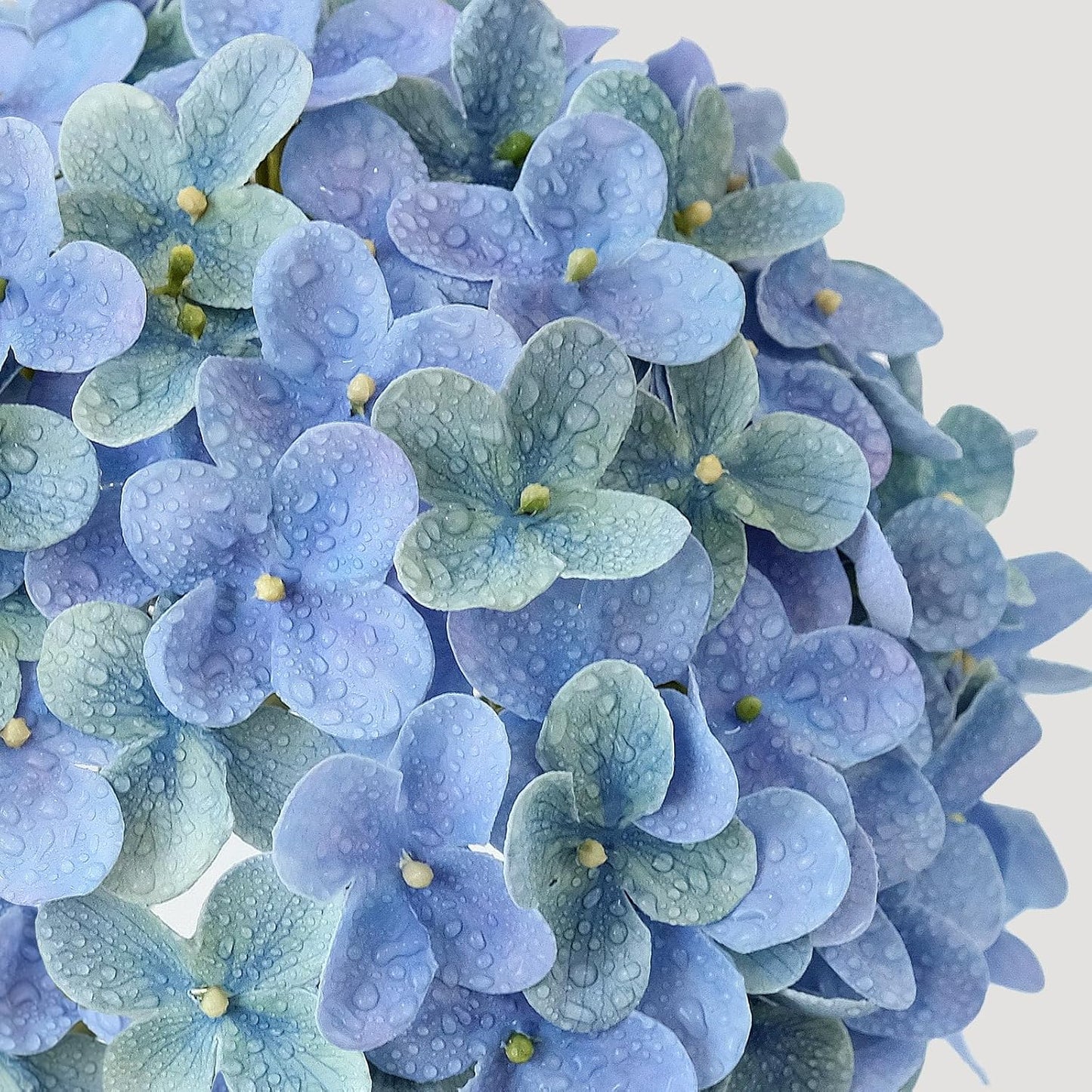 20" 4PCS Artificial Light Blue Hydrangea Flowers Large Faux Latex Real Touch Fake Hydrangeas Silk Bouquet with Leaves Stems for Family Table Office Wedding Party Arrangements