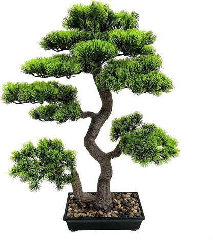 2.3ft Artificial Juniper Bonsai Tree with Black Plastic Pot