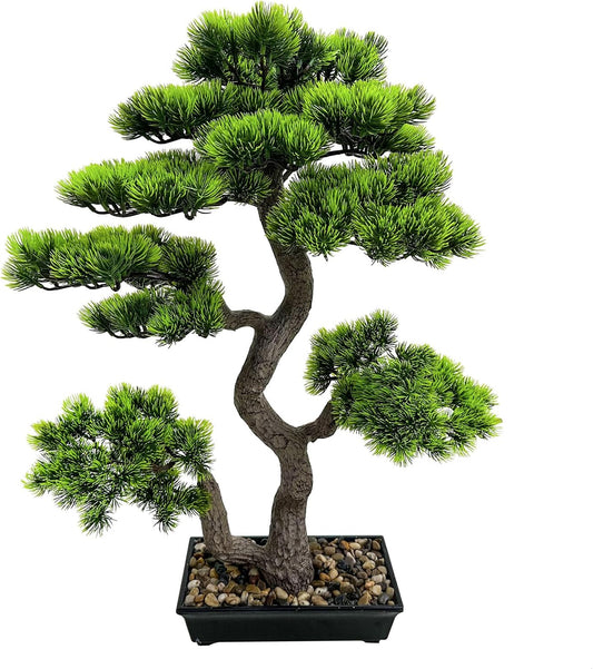 2.3ft Artificial Juniper Bonsai Tree with Black Plastic Pot
