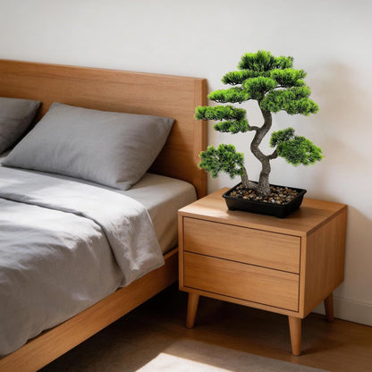 2.3ft Artificial Juniper Bonsai Tree with Black Plastic Pot