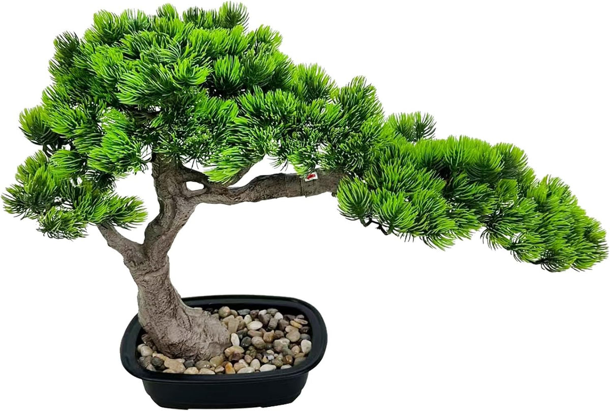 2.3ft Artificial Juniper Bonsai Tree with Black Plastic Pot