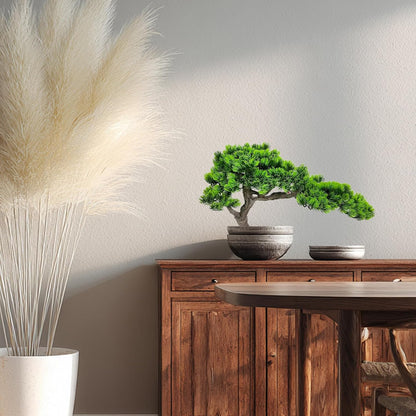 2.3ft Artificial Juniper Bonsai Tree with Black Plastic Pot