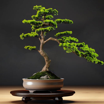 2.3ft Artificial Juniper Bonsai Tree with Black Plastic Pot