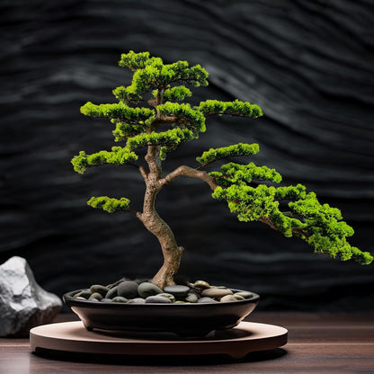 2.3ft Artificial Juniper Bonsai Tree with Black Plastic Pot