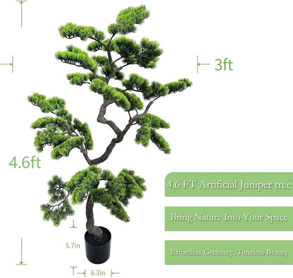 2.3ft Artificial Juniper Bonsai Tree with Black Plastic Pot