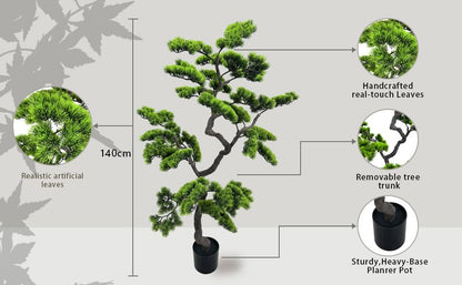 2.3ft Artificial Juniper Bonsai Tree with Black Plastic Pot