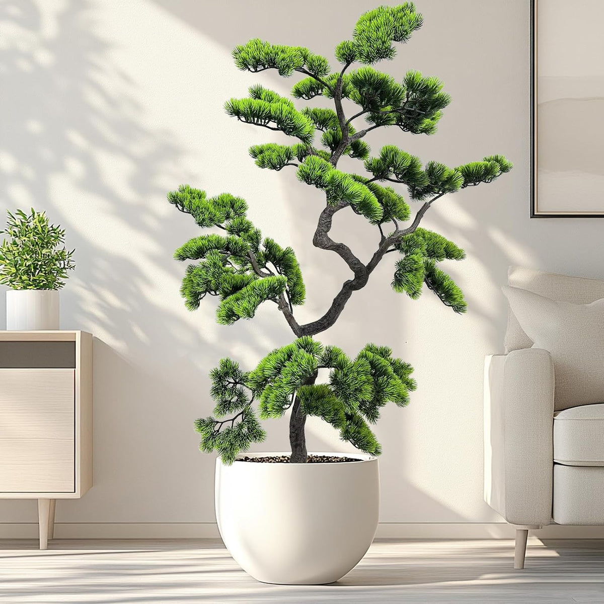 2.3ft Artificial Juniper Bonsai Tree with Black Plastic Pot
