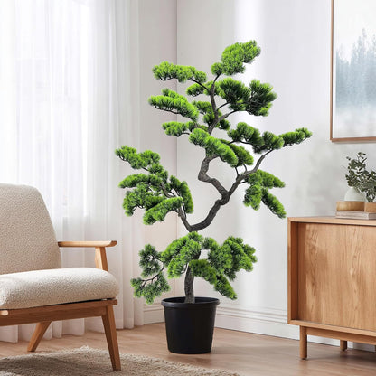 2.3ft Artificial Juniper Bonsai Tree with Black Plastic Pot