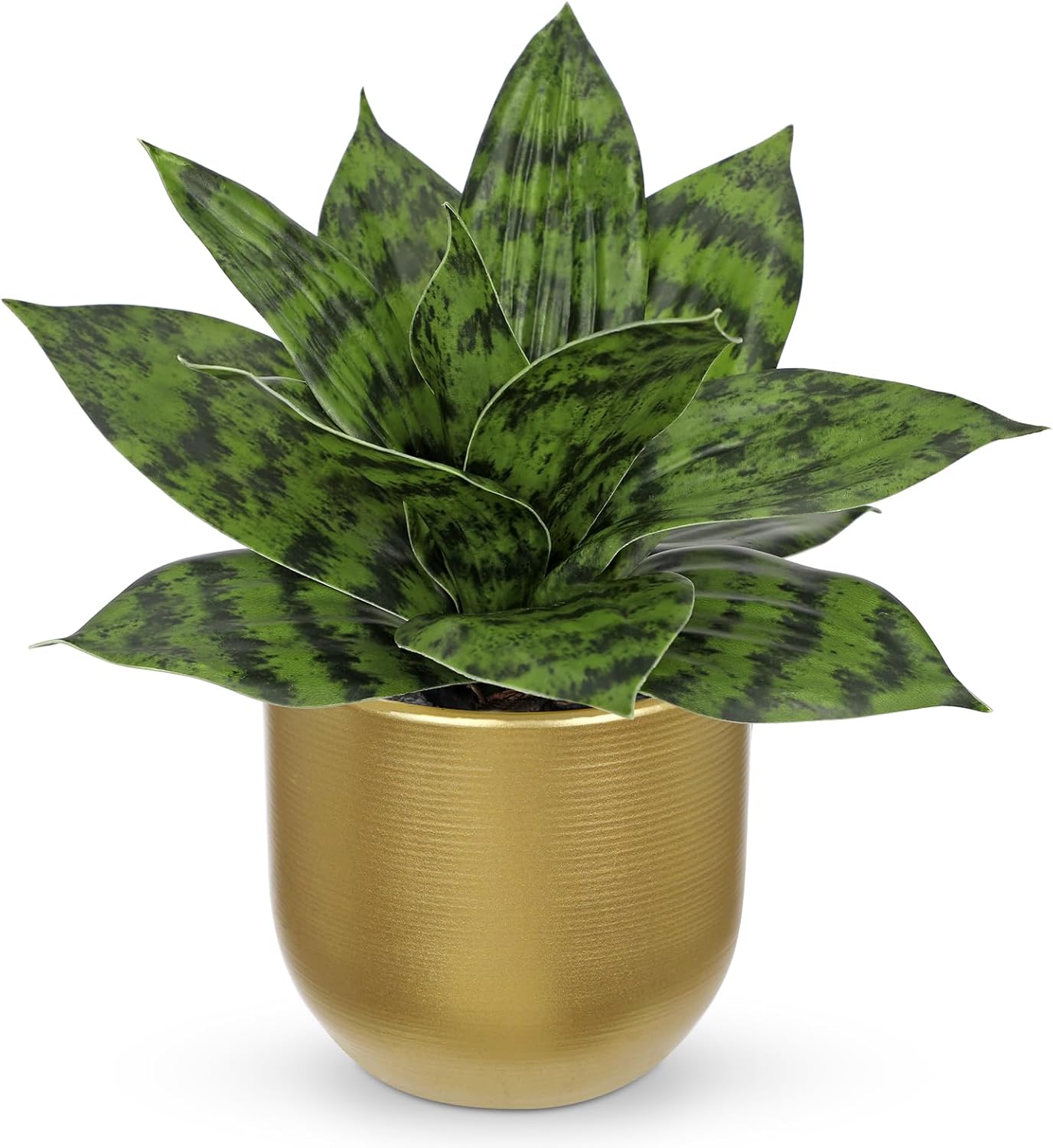 Artificial Snake Plants 9" Faux Agave Succulent Plant Potted in Black Pot Fake Sansevieria Aloe Tropical Plant for Desk Modern Office Home Bathroom Indoor Outdoor Decor