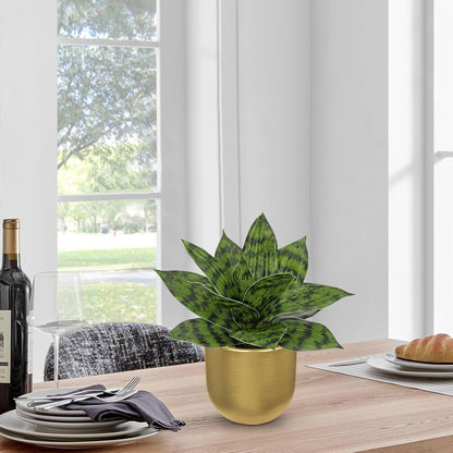 Artificial Snake Plants 9" Faux Agave Succulent Plant Potted in Black Pot Fake Sansevieria Aloe Tropical Plant for Desk Modern Office Home Bathroom Indoor Outdoor Decor