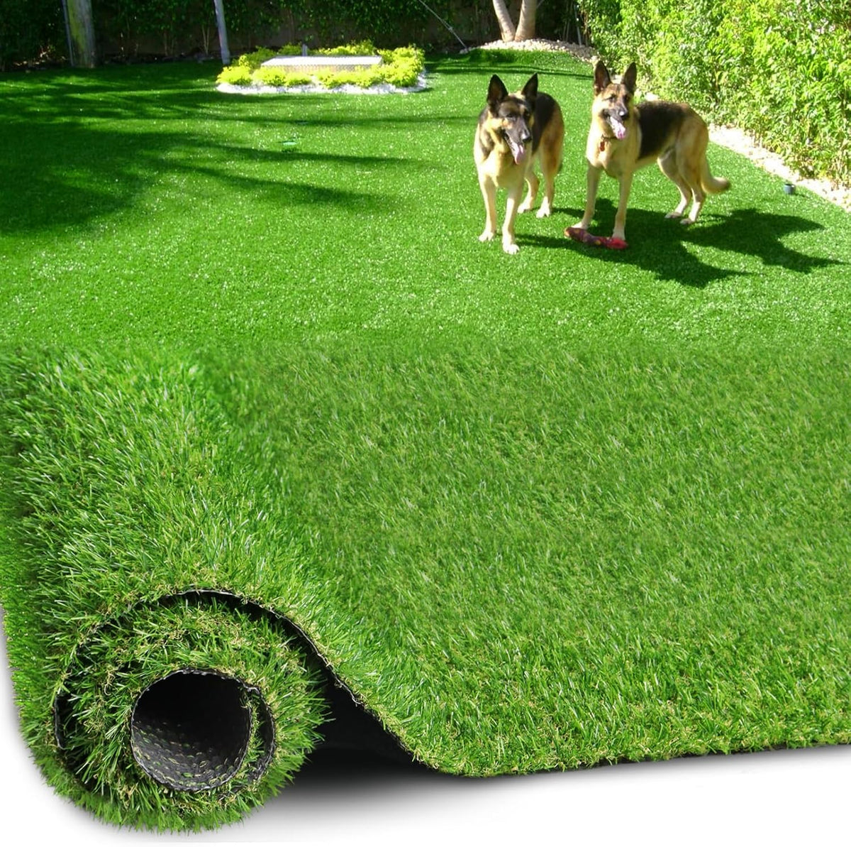 Artificial Turf Grass 5 FT × 5 FT, Realistic Fake Grass Rug with Drainage, 0.8" Height Outdoor Indoor Synthetic Grass Carpet Mat for Dogs, Balcony, Patio, Backyard, Customized
