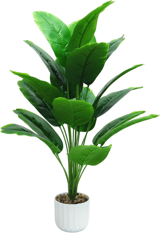 28“ Fake Plant Artificial Banana Tree for Room Decor, Faux Potted Plants Indoor for Home Living Bedroom Aesthetic Farmhouse Dorm Office Classroom and Outdoor Garden Porch Balcony Decor