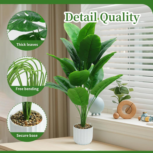 28“ Fake Plant Artificial Banana Tree for Room Decor, Faux Potted Plants Indoor for Home Living Bedroom Aesthetic Farmhouse Dorm Office Classroom and Outdoor Garden Porch Balcony Decor
