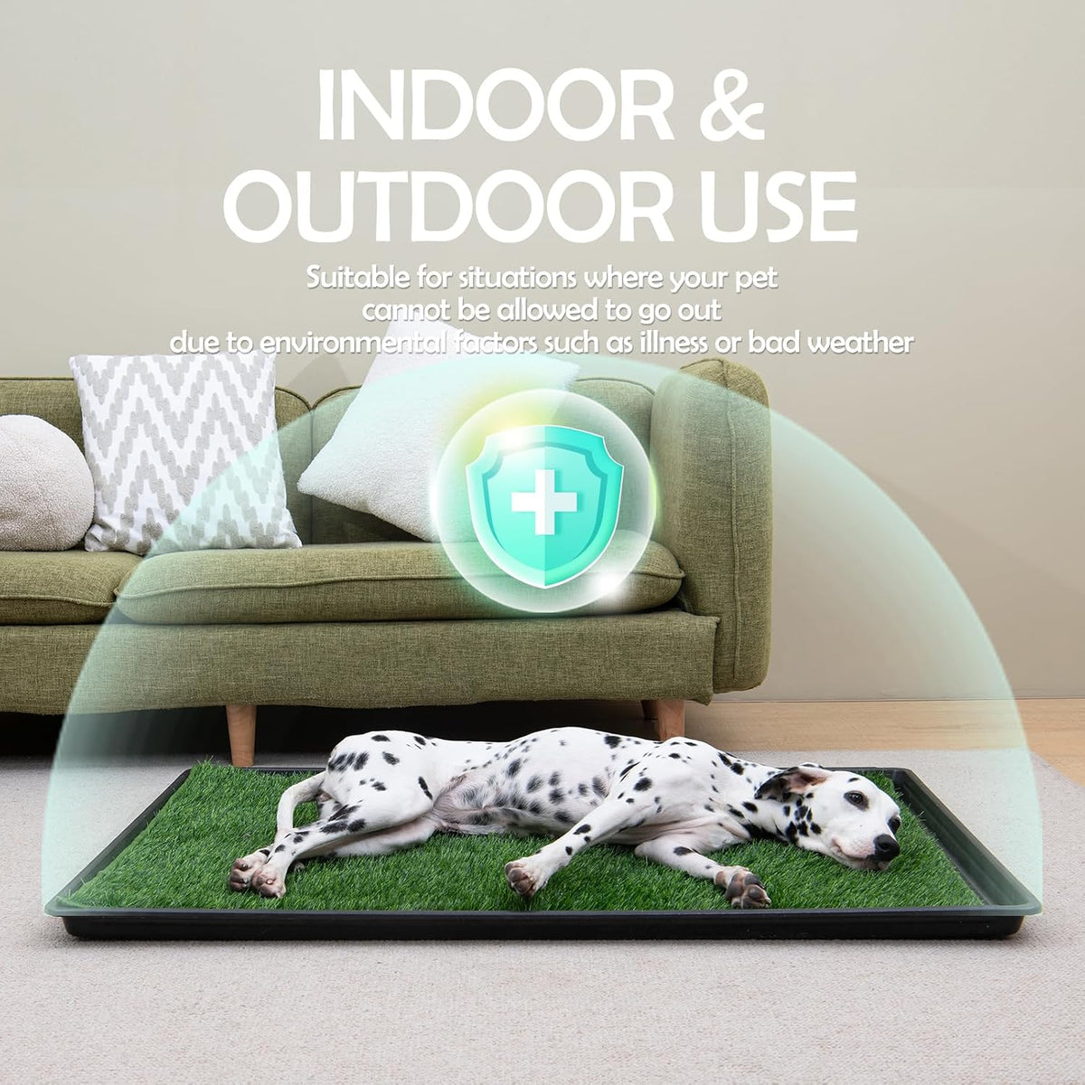 MEEXPAWS Dog Grass Pee Pads for Dogs with Tray | Extra Small 17 x 13 in for Puppy Less Than 6 lbs | 2× Artificial Grass Pads Replacement | Rapid Drainage | Indoor Dog Litter Box | Hemmed Edge