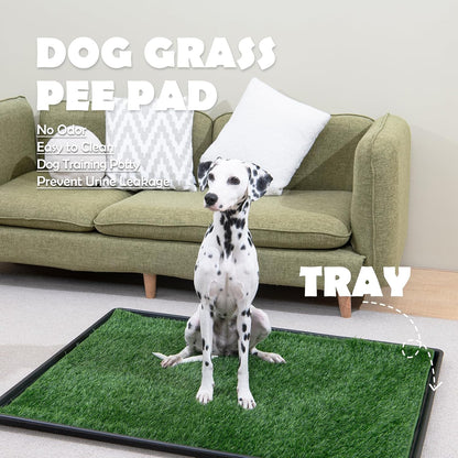 MEEXPAWS Dog Grass Pee Pads for Dogs with Tray | Extra Small 17 x 13 in for Puppy Less Than 6 lbs | 2× Artificial Grass Pads Replacement | Rapid Drainage | Indoor Dog Litter Box | Hemmed Edge