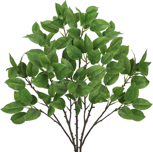 Artificial Camellia Leaf Stems 3PCS Faux Greenery Stems and 32.2” Branches for Vase Fake Leaves Silk Plant for Floor Vase Home Office Wedding Table Centerpiece Indoor Farmhouse Decor