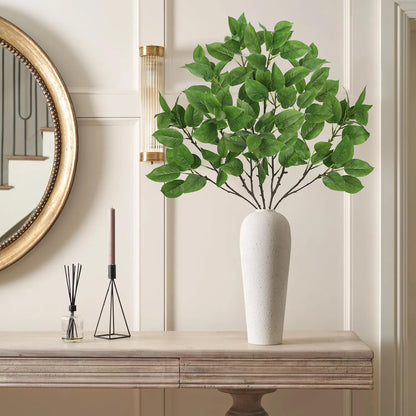 Artificial Camellia Leaf Stems 3PCS Faux Greenery Stems and 32.2” Branches for Vase Fake Leaves Silk Plant for Floor Vase Home Office Wedding Table Centerpiece Indoor Farmhouse Decor