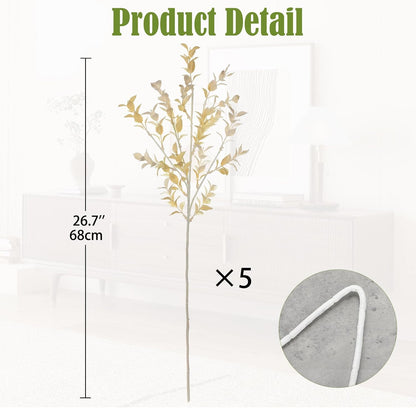 Artificial Camellia Leaf Stems 3PCS Faux Greenery Stems and 32.2” Branches for Vase Fake Leaves Silk Plant for Floor Vase Home Office Wedding Table Centerpiece Indoor Farmhouse Decor