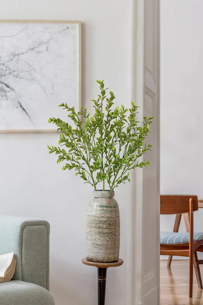 Artificial Camellia Leaf Stems 3PCS Faux Greenery Stems and 32.2” Branches for Vase Fake Leaves Silk Plant for Floor Vase Home Office Wedding Table Centerpiece Indoor Farmhouse Decor