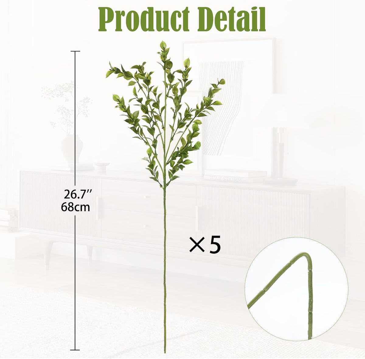 Artificial Camellia Leaf Stems 3PCS Faux Greenery Stems and 32.2” Branches for Vase Fake Leaves Silk Plant for Floor Vase Home Office Wedding Table Centerpiece Indoor Farmhouse Decor