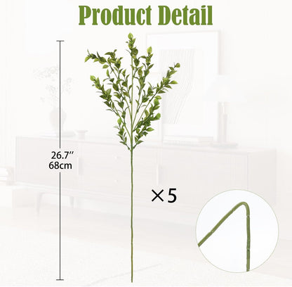 Artificial Camellia Leaf Stems 3PCS Faux Greenery Stems and 32.2” Branches for Vase Fake Leaves Silk Plant for Floor Vase Home Office Wedding Table Centerpiece Indoor Farmhouse Decor