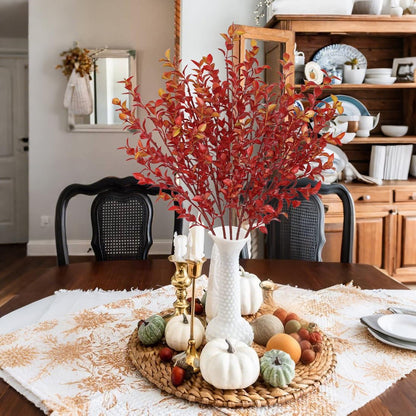 Artificial Camellia Leaf Stems 3PCS Faux Greenery Stems and 32.2” Branches for Vase Fake Leaves Silk Plant for Floor Vase Home Office Wedding Table Centerpiece Indoor Farmhouse Decor