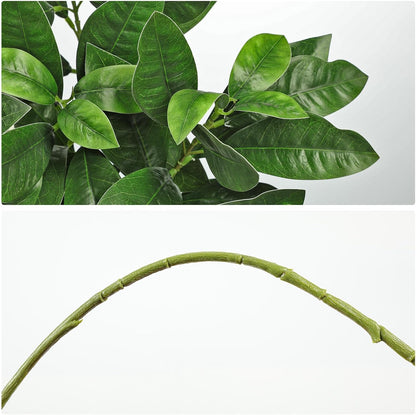 Artificial Camellia Leaf Stems 3PCS Faux Greenery Stems and 32.2” Branches for Vase Fake Leaves Silk Plant for Floor Vase Home Office Wedding Table Centerpiece Indoor Farmhouse Decor
