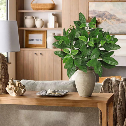 Artificial Camellia Leaf Stems 3PCS Faux Greenery Stems and 32.2” Branches for Vase Fake Leaves Silk Plant for Floor Vase Home Office Wedding Table Centerpiece Indoor Farmhouse Decor