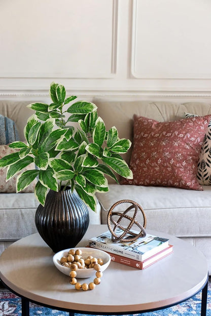 Artificial Camellia Leaf Stems 3PCS Faux Greenery Stems and 32.2” Branches for Vase Fake Leaves Silk Plant for Floor Vase Home Office Wedding Table Centerpiece Indoor Farmhouse Decor