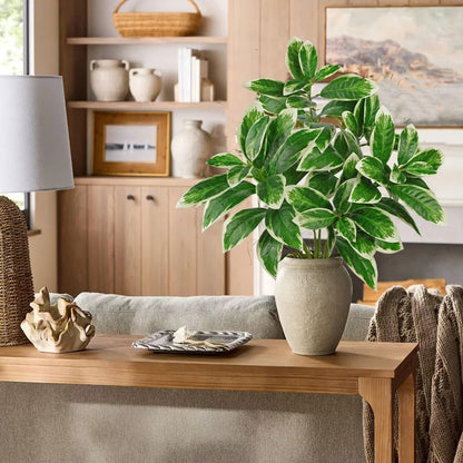 Artificial Camellia Leaf Stems 3PCS Faux Greenery Stems and 32.2” Branches for Vase Fake Leaves Silk Plant for Floor Vase Home Office Wedding Table Centerpiece Indoor Farmhouse Decor