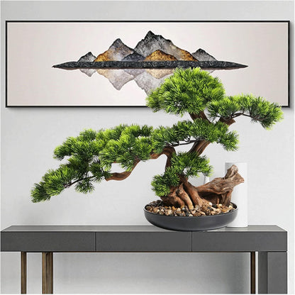 17" Artificial Fake Bonsai Realistic Tree for Home Office Desktop Decor