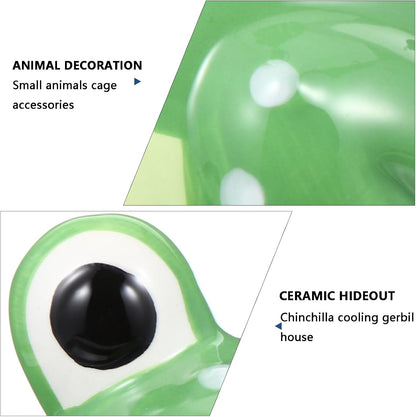 Hamster Hideout, Ceramic Hamster House, Frog Shape Chinchilla Cooling Gerbil House, Small Animal Decoration Cage Accessories