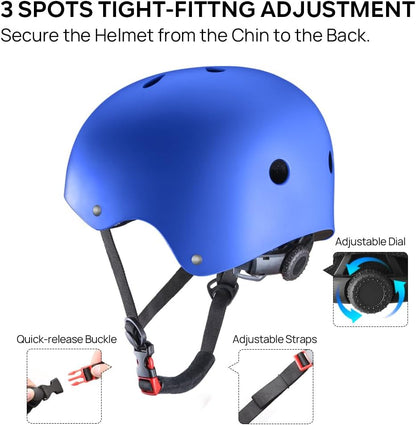 Skateboard Helmet - Lightweight, Adjustable & Ventilated Helmet for Scooter, Roller Skate, Inline Skate